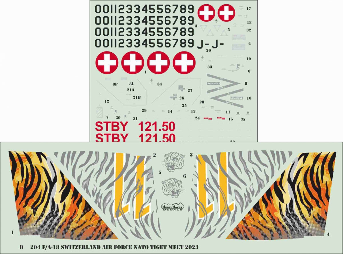 ModelMaker Decals D48204 F/A-18C Switzerland Air Force, NATO Tiger Meet 2023 1/48 – immagine 2