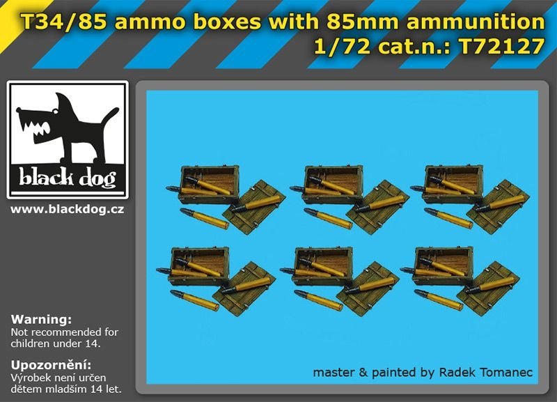 Black Dog T72127 T34/85 ammo boxes with 85 mm ammunition 1/72 – Bild 3