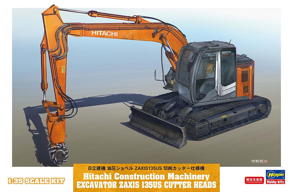 Hasegawa 66111 Hitachi Construction Machinery Excavator ZAXIS 135US Cutter Heads 1/35