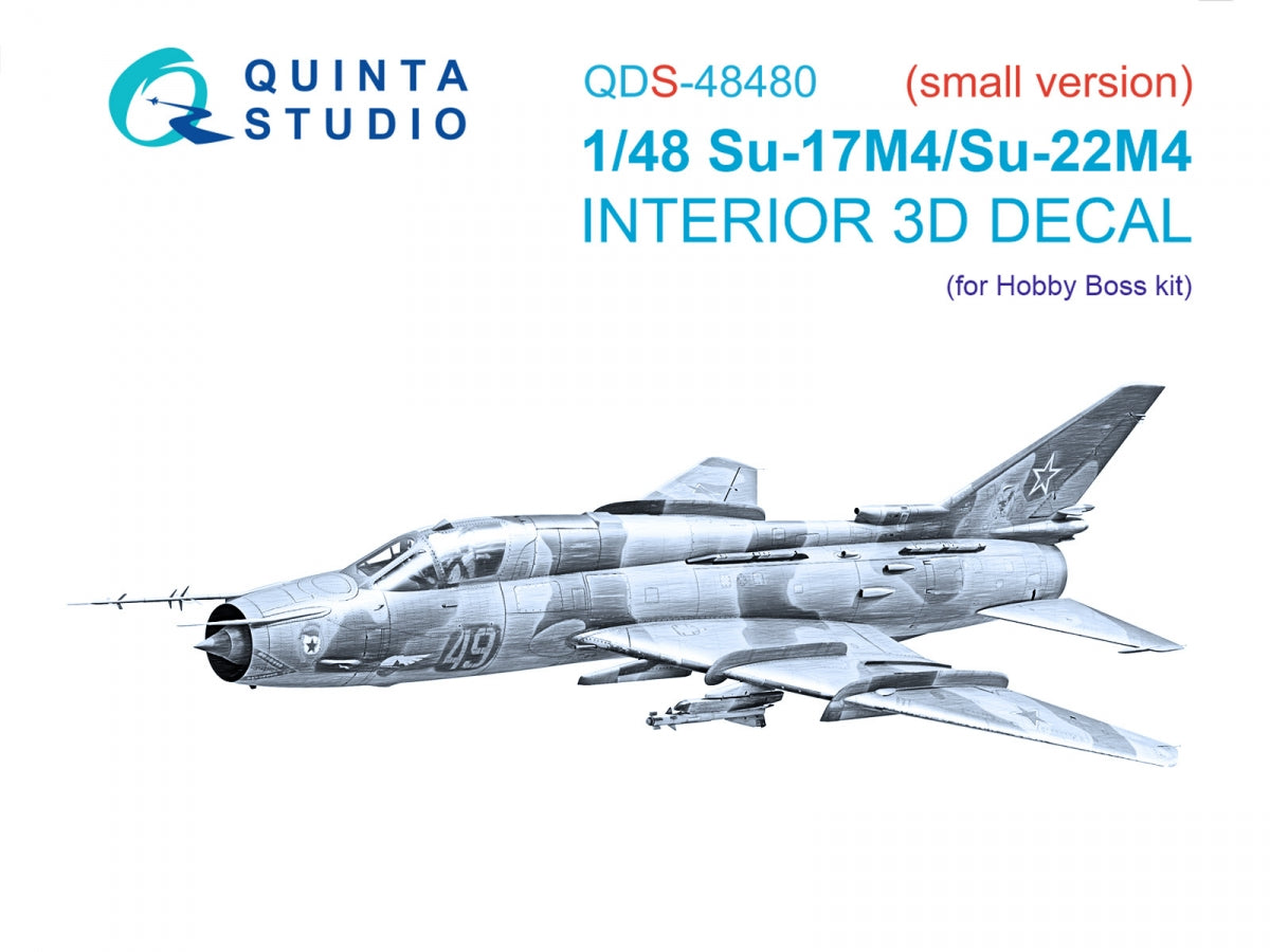 Intérieur imprimé en 3D et coloré sur papier décalcomanie Quinta Studio QDS-48480 Su-17M4/Su-22M4 (Hobby Boss) (Petite version) 1/48