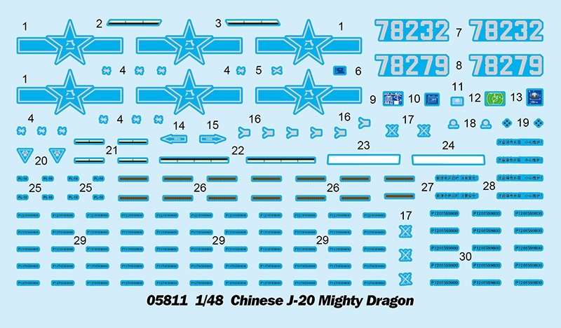 Trumpeter 05811 Chinese J-20 Mighty Dragon 1/48 – imagen 9