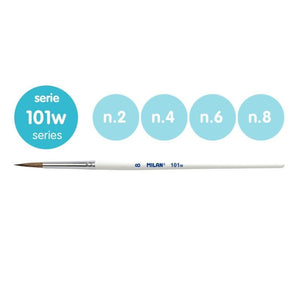Milan 10468 Blister pack 4 round brushes (goat &amp;amp; synthetic hair) white handle 101w series no 2, 4, 6 and 8 – Bild 2