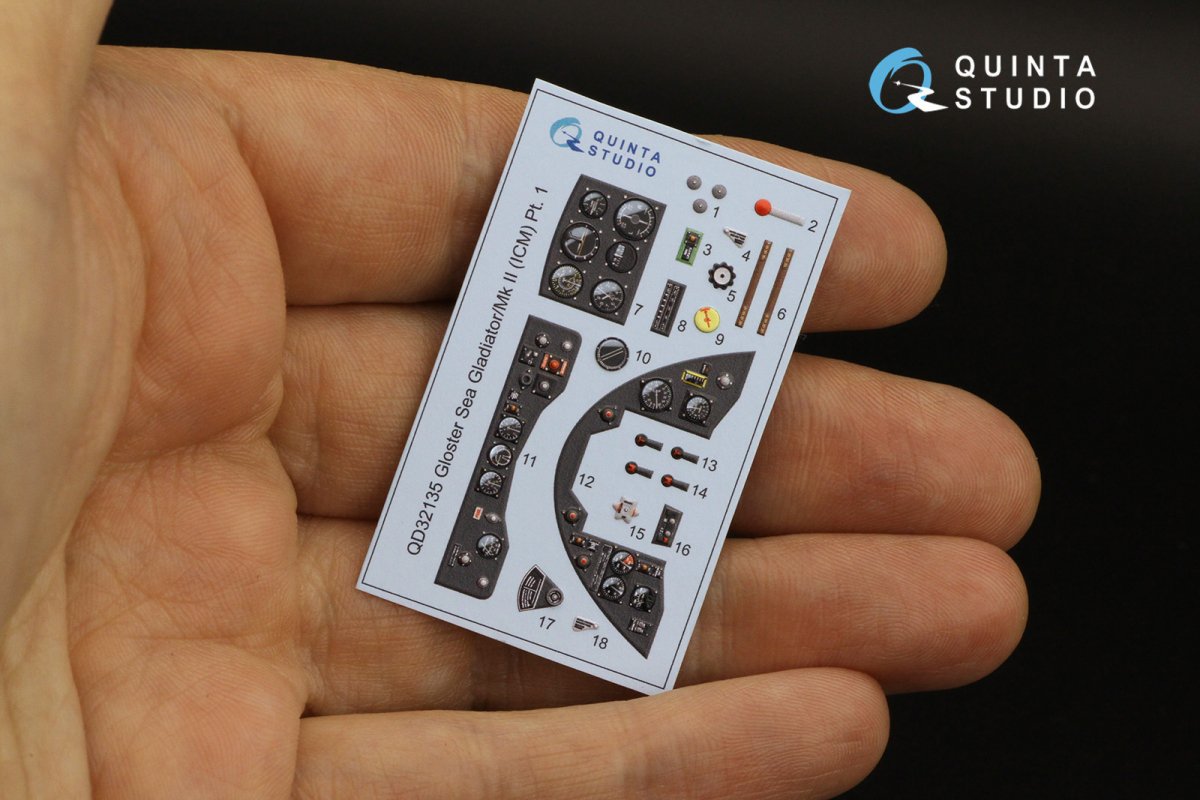 Quinta Studio QD32135 Gloster Gladiator Mk II 3D-Printed &amp;amp; coloured Interior on decal paper (ICM) 1/32 – immagine 9