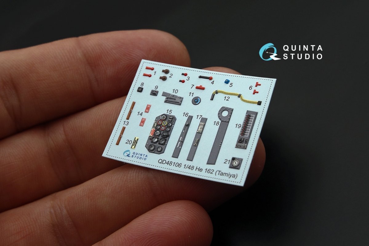 Quinta Studio QD48106 He-162 3D-Printed &amp;amp; coloured Interior on decal paper (for Tamiya kit) 1/48 – immagine 4
