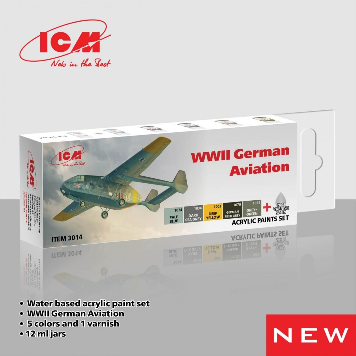 ICM 3014 Acrylic paint set WWII German Aviation 6x12ml