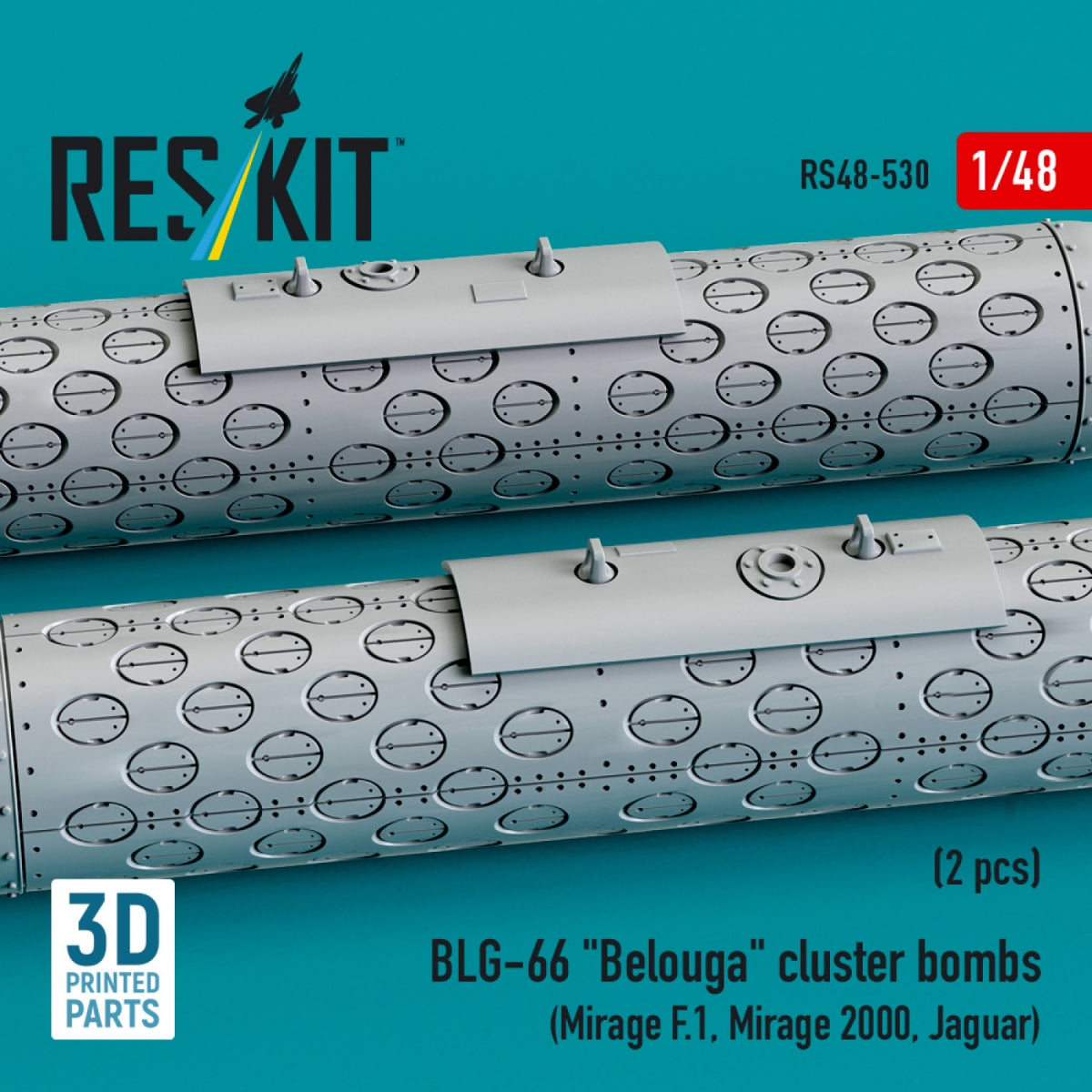 RESKIT RS48-0530 BLG-66 &amp;quot;Belouga&amp;quot; cluster bombs (2 pcs) (3D Printed) 1/48 – Bild 3