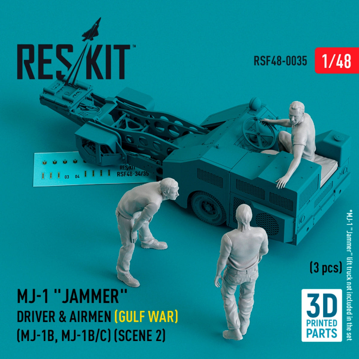 RESKIT RSF48-0035 MJ-1 Jammer Driver airmens (Gulf War) (MJ-1B, MJ-1B/C) (scene 2) (3 pcs) (3D Printed) 1/48 – zdjęcie 2