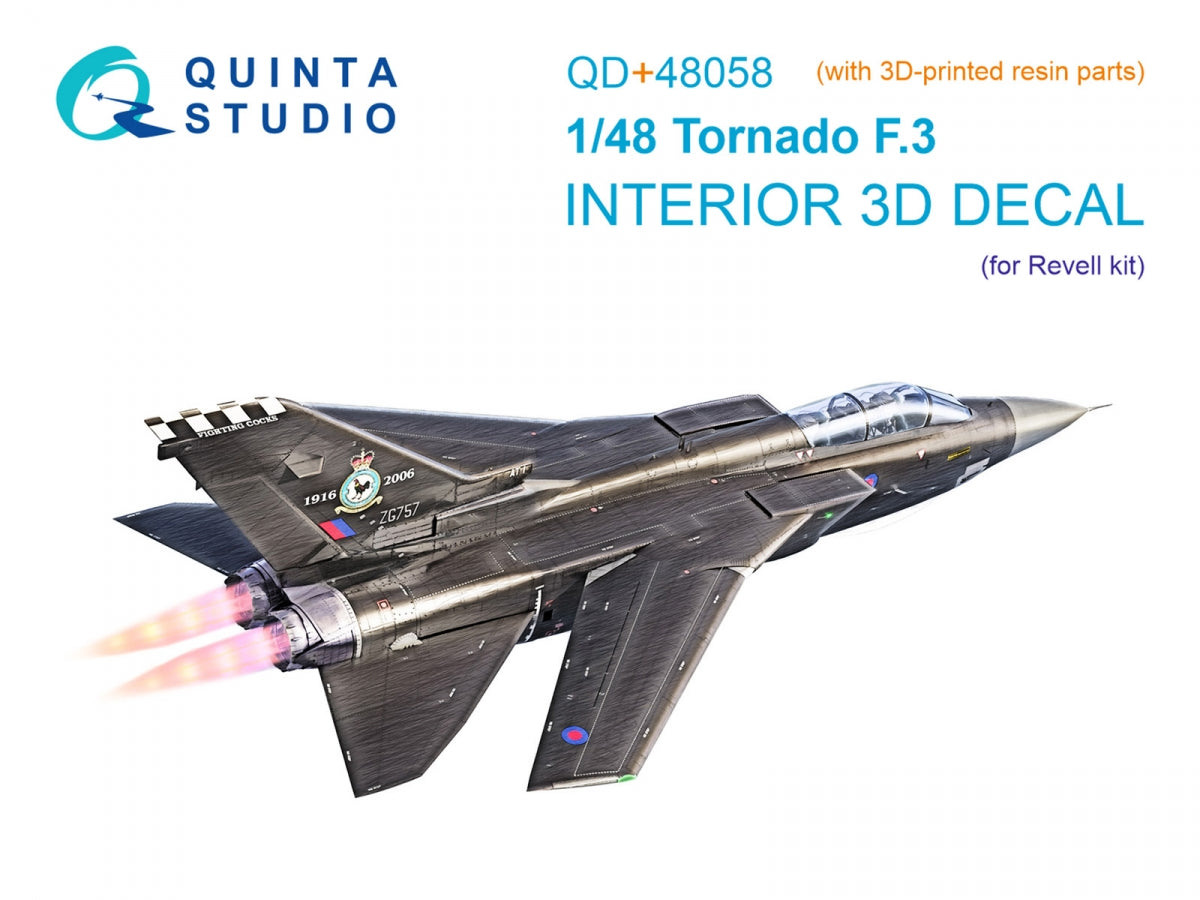 Quinta Studio QD+48058 Tornado F.3 3D-Printed &amp;amp; colored Interior on decal paper (Revell) (with 3D-printed resin parts) 1/48