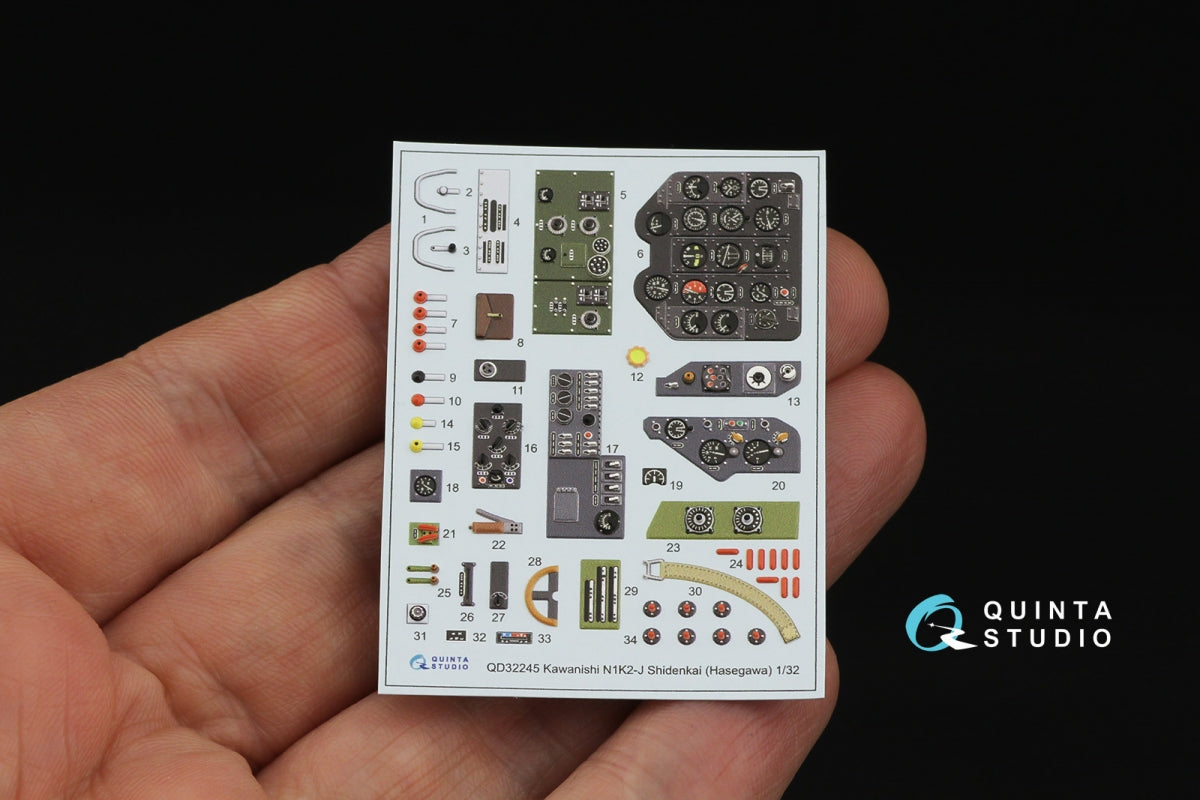Quinta Studio QD32245 N1K2-J Shidenkai 3D-Printed &amp;amp; colored Interior on decal paper (Hasegawa) 1/32 – image 3