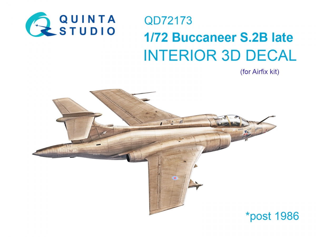 Quinta Studio QD72173 Blackburn Buccanneer S.2B Late 3D-Printed &amp;amp; colored Interior on decal paper (Airfix) 1/72