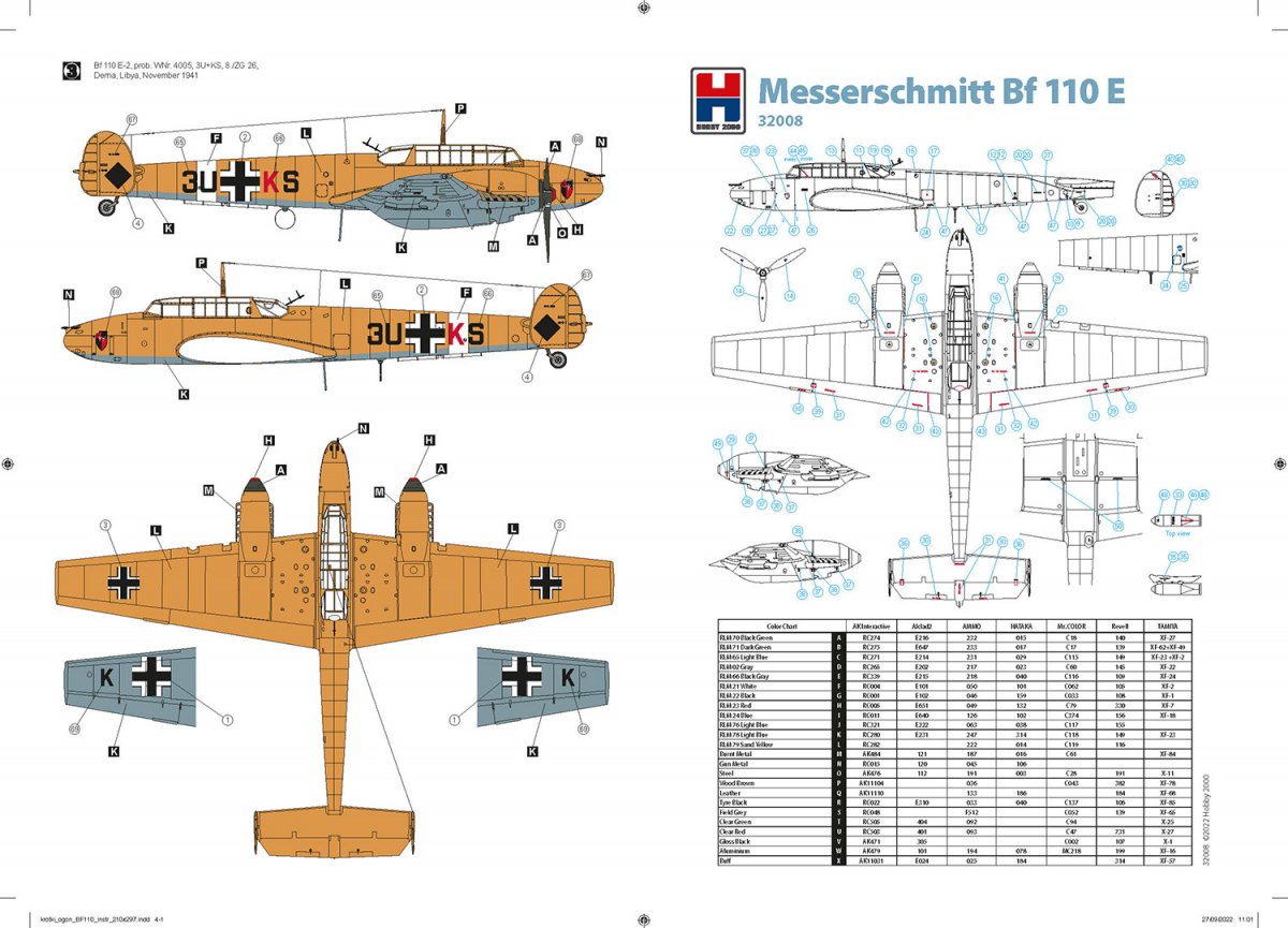 Hobby 2000 32008 Messerschmitt Bf 110 E ( Dragon + Cartograf + Mask ) 1/32 – immagine 4