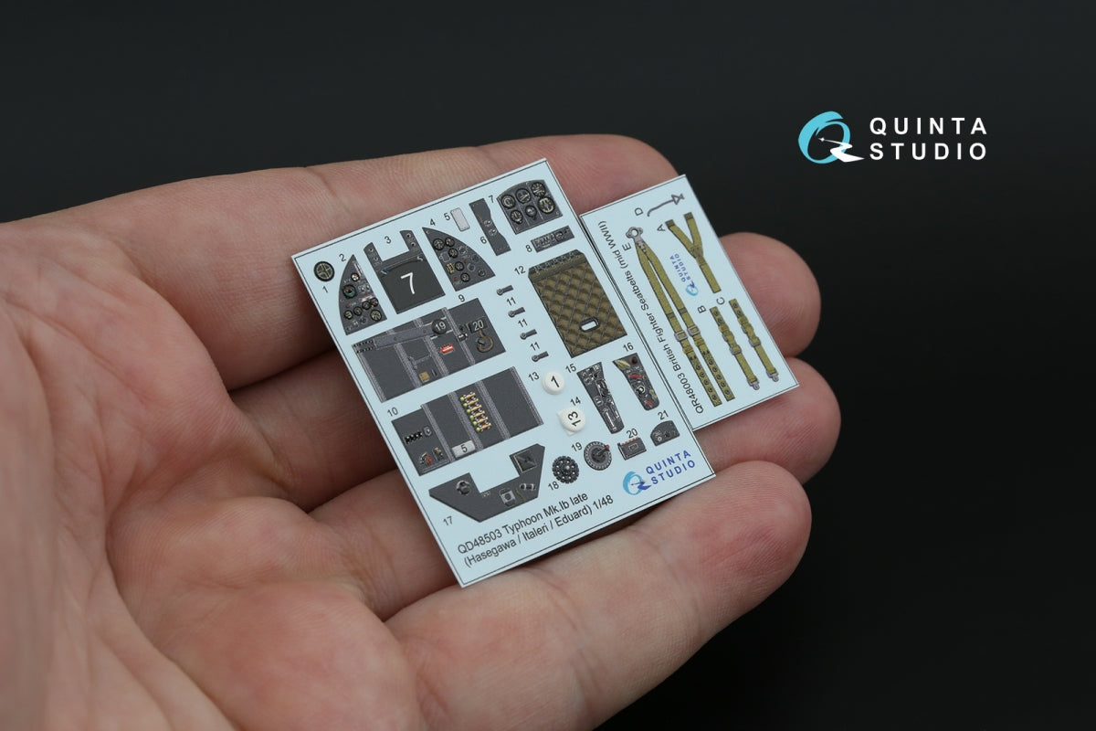 Quinta Studio QD48503 Typhoon Mk.Ib late 3D-Printed &amp;amp; coloured Interior on decal paper (Hasegawa/Italeri) 1/48 – Bild 3