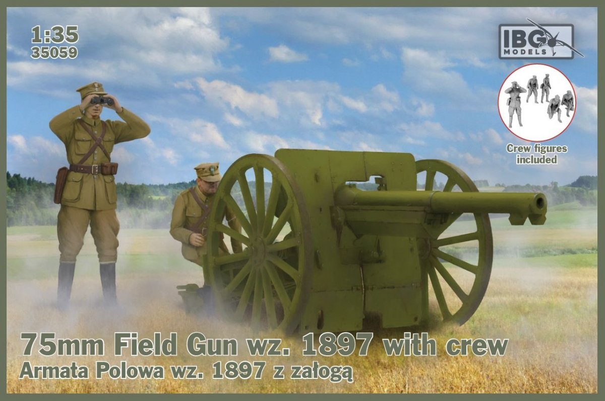 Canon de campagne de 75 mm, modèle IBG 35059, 1897, avec figurines d&amp;#39;artilleurs polonais à l&amp;#39;échelle 1/35.