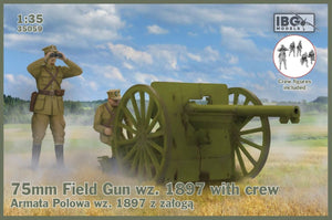 Canon de campagne de 75 mm, modèle IBG 35059, 1897, avec figurines d&amp;#39;artilleurs polonais à l&amp;#39;échelle 1/35.