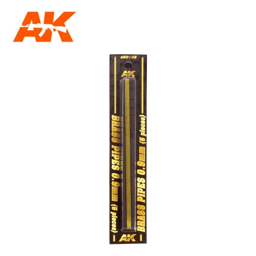 AK Interactive AK9108 BRASS PIPES 0.9MM Ø. 5 UNITS. – immagine 2