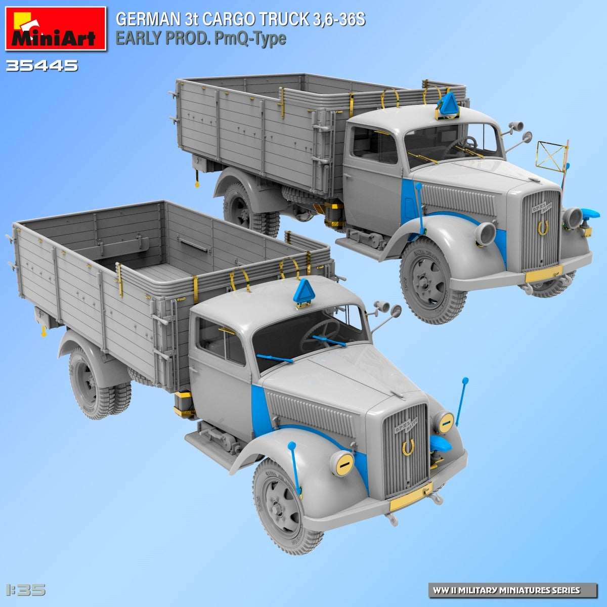Miniart 35445 GERMAN 3t CARGO TRUCK 3,6-36S EARLY PROD. PmQ-Type 1/35 – immagine 7