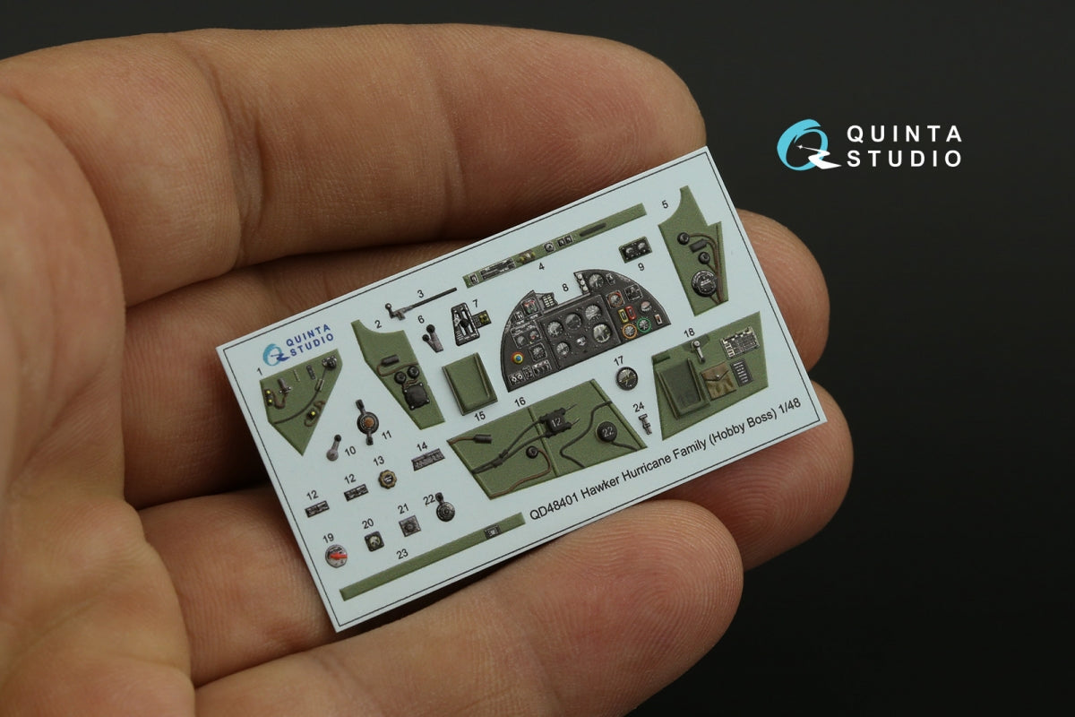 Intérieur imprimé en 3D et coloré sur papier décalcomanie Quinta Studio QD48401 Hawker Hurricane (Hobby Boss) 1/48 – image 4