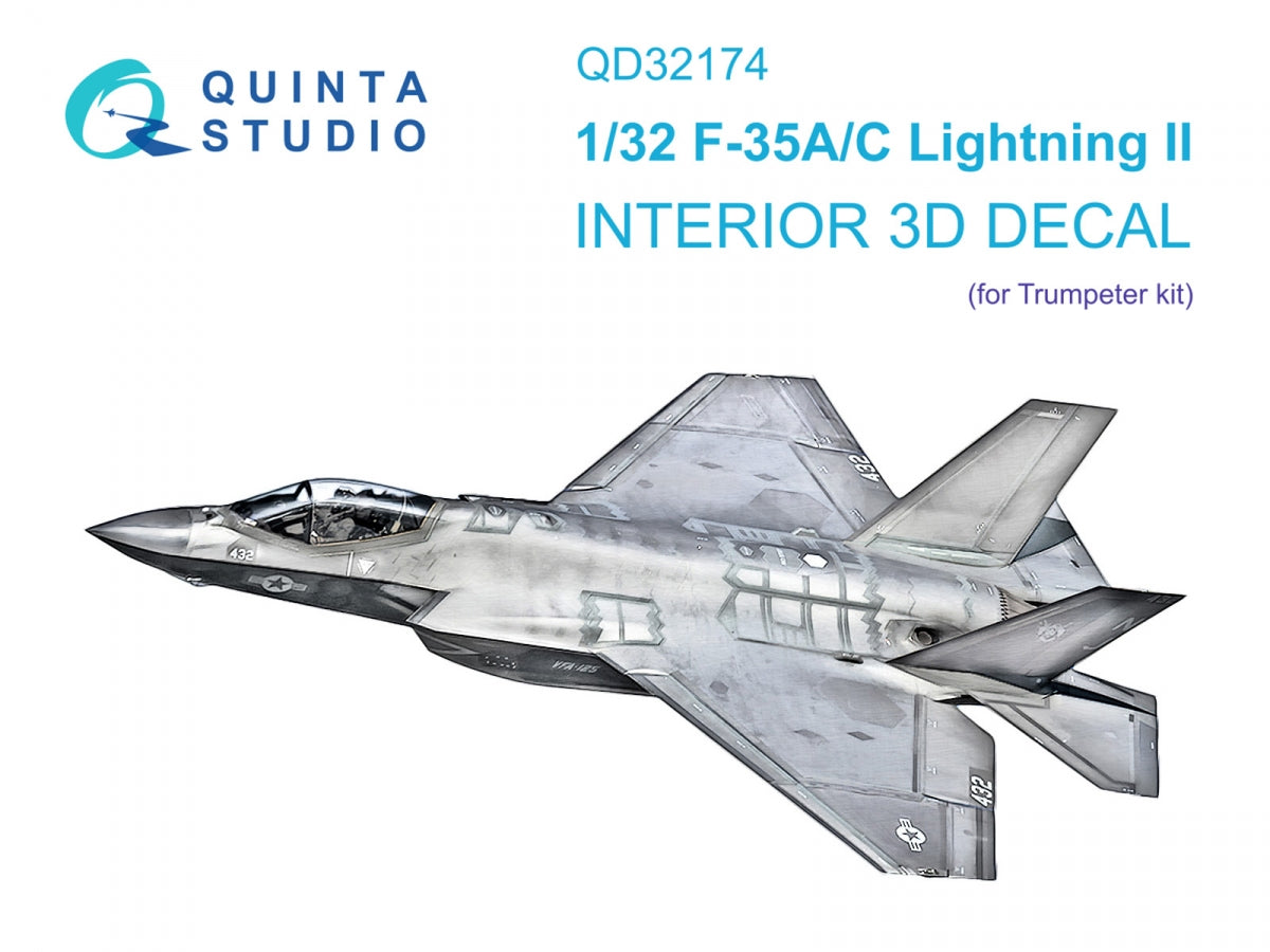 Intérieur imprimé en 3D et coloré du F-35A/C (Trumpeter) par Quinta Studio QD32174, échelle 1/32