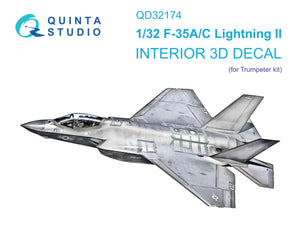 Intérieur imprimé en 3D et coloré du F-35A/C (Trumpeter) par Quinta Studio QD32174, échelle 1/32