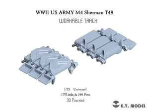 Maquette ET P35-082 Char Sherman M4 T48 de l&amp;#39;armée américaine (Seconde Guerre mondiale) avec bec de canard (Type 1), chenilles fonctionnelles (impression 3D), échelle 1/35