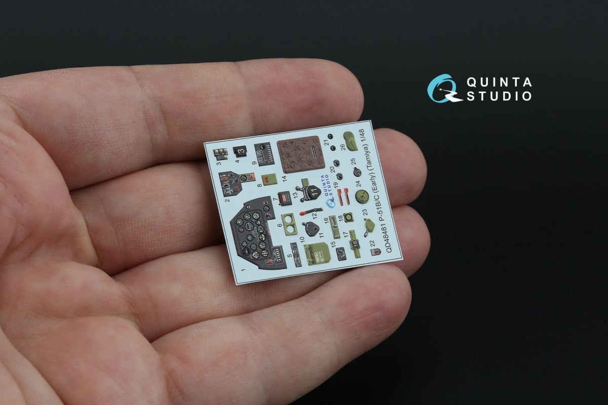 Quinta Studio QD48481 P-51B/C (Early) 3D-Printed coloured Interior on decal paper (Tamiya) 1/48 – Bild 5