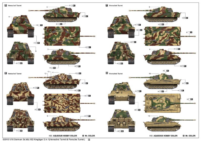 Trumpeter 00910 German Kingtiger 2in1 (Henschel Turret Porsche Turret) 1/16 – immagine 5