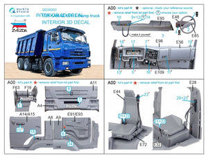 Quinta Studio QD35053 KAMAZ 65115 Dump truck 3D-Printed &amp;amp; coloured Interior on decal paper ( Zvezda ) 1/35 – zdjęcie 2