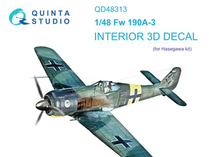 Quinta Studio QD48313 Fw 190A-3 3D-Printed &amp;amp; coloured Interior on decal paper (Hasegawa) 1/48