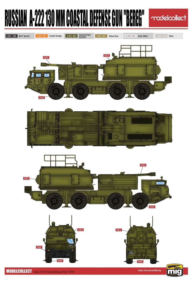 Modelcollect PP72001 Russian 130 mm coastal defense gun A-222 bereg pre-painted Kit 1/72 – Bild 3