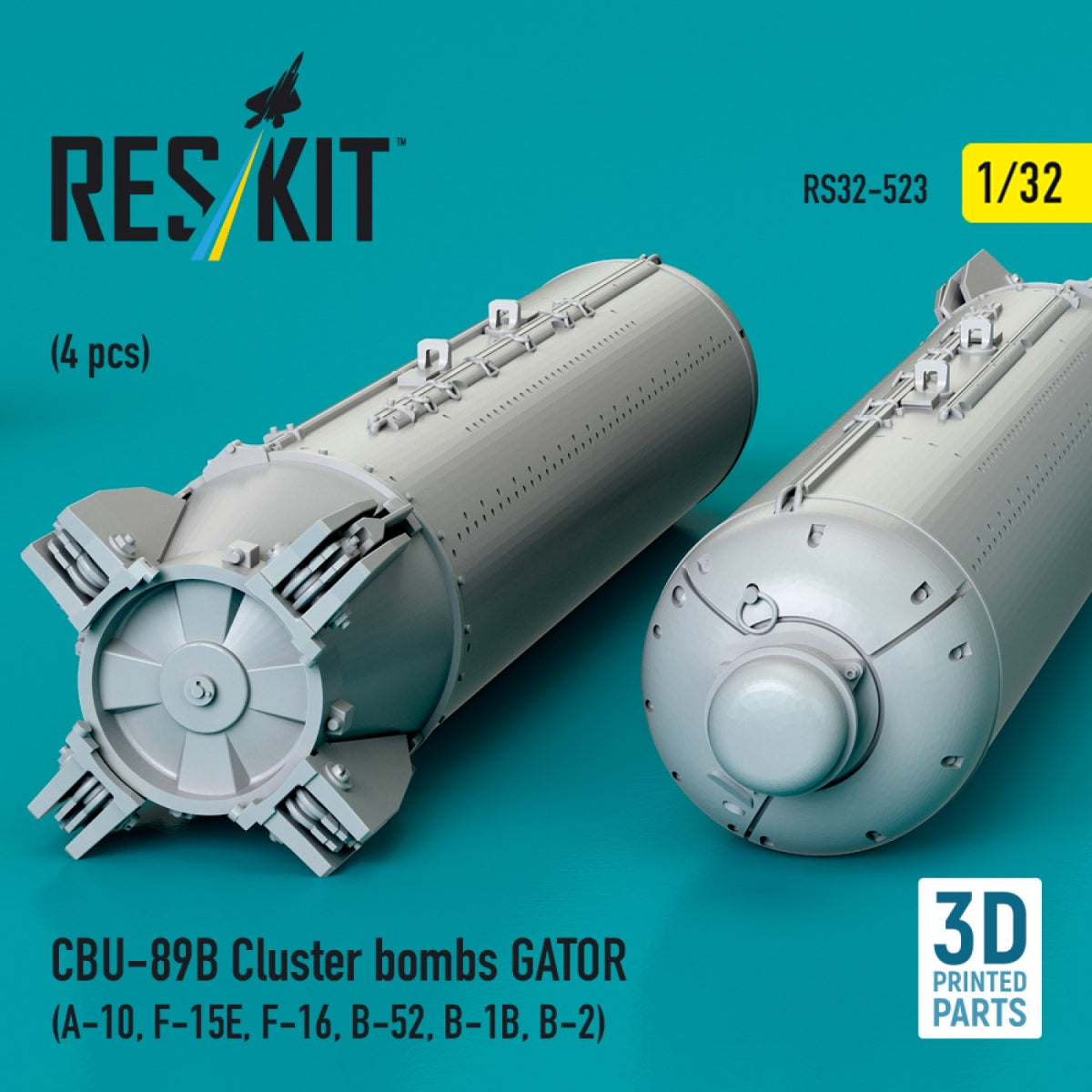 RESKIT RS32-0523 CBU-89B cluster bombs GATOR (4 pcs) (3D Printed) 1/32 – Bild 3