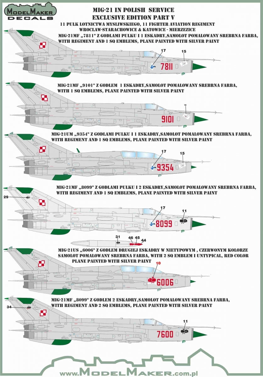ModelMaker Decals D48154 MiG-21 in Polish service exclusive edition part V 1/48 – imagen 4