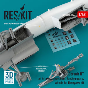 RESKIT RSU48-0316 A-7E &amp;quot;CORSAIR II&amp;quot; AIR INTAKES, WHEEL BAYS, LANDING GEARS, WHEELS FOR HASEGAWA KIT (3D PRINTED) 1/48 – Bild 2