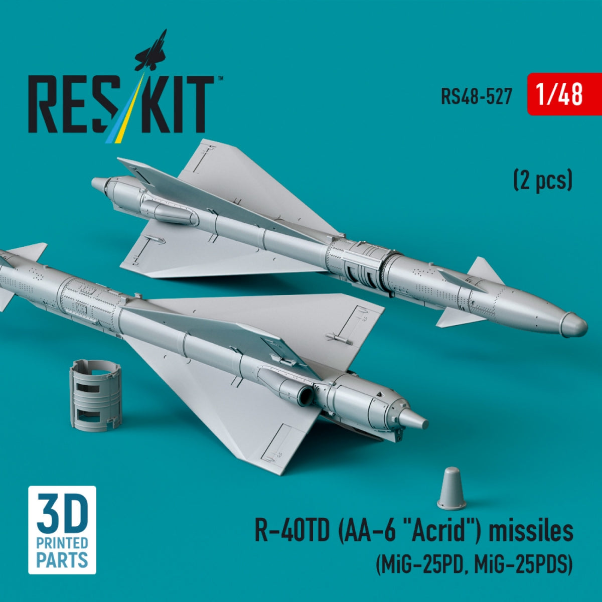 RESKIT RS48-0527 R-40TD (AA-6 &amp;quot;Acrid&amp;quot;) missiles (2 pcs) (3D printed) 1/48 – image 3