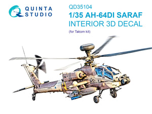 Quinta Studio QD35104 AH-64DI Saraf 3D-Printed &amp;amp; coloured Interior on decal paper (Takom) 1/35