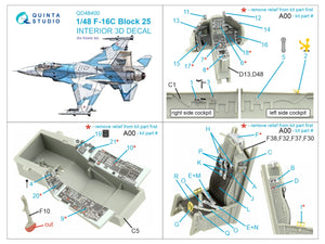 Quinta Studio QD48400 F-16C block 25 3D-Printed &amp;amp; coloured Interior on decal paper (Kinetic 2022 tool) 1/48 – zdjęcie 2