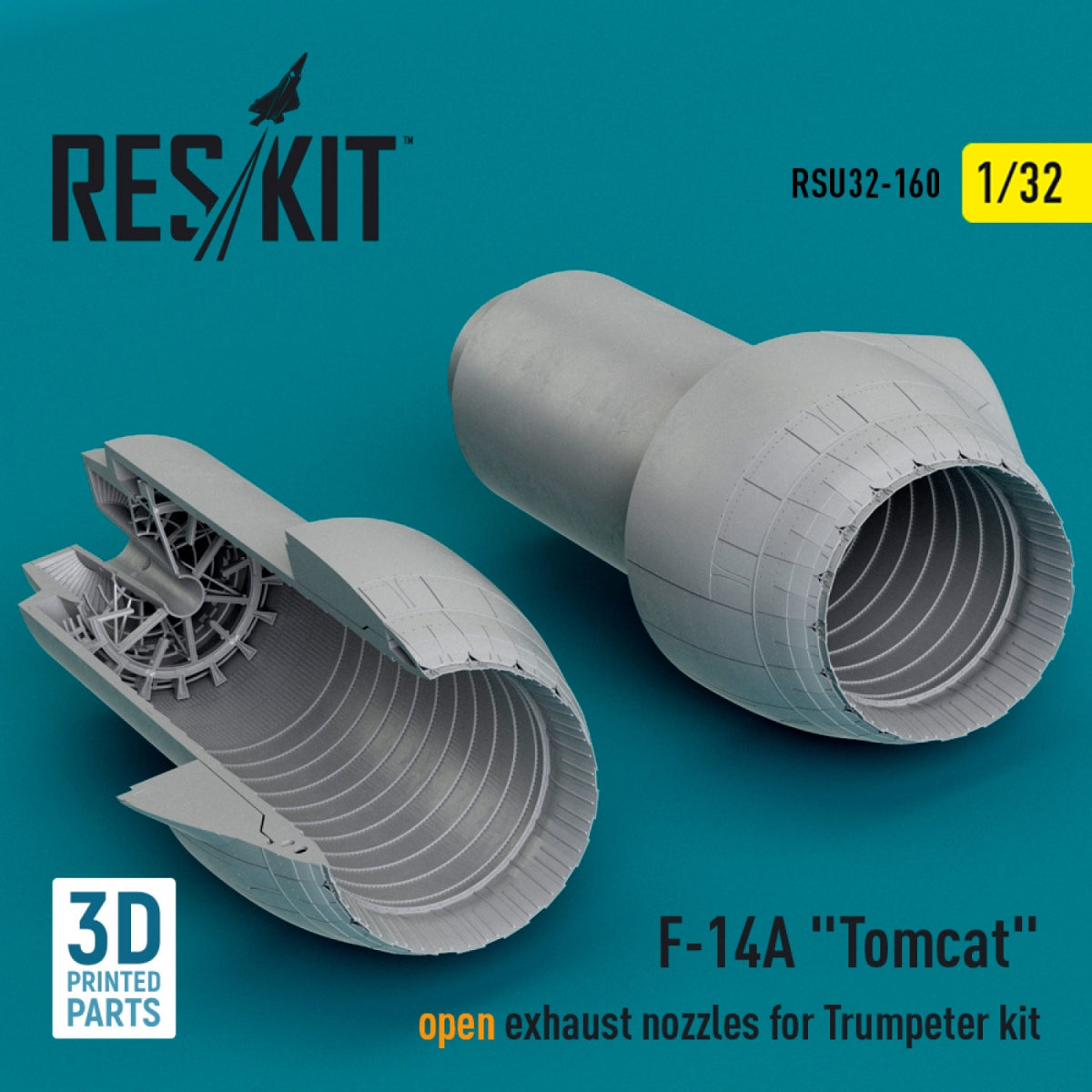 RESKIT RSU32-0160 F-14A "Tomcat" open exhaust nozzles for Trumpeter kit (3D Printed) 1/32