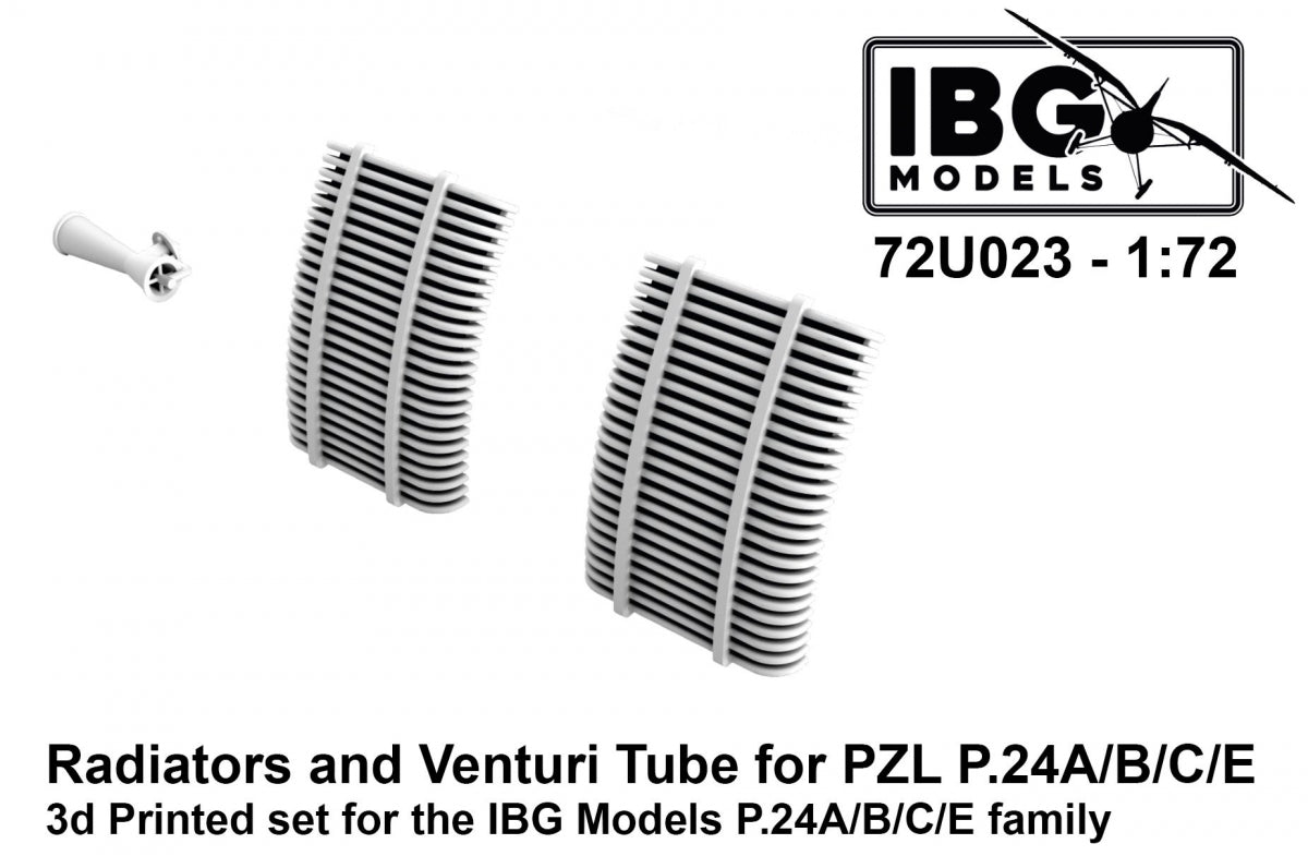 IBG 72U023 Radiateurs et Venturi pour PZL P.24A/B/C/E - Kit imprimé en 3D à l'échelle 1/72