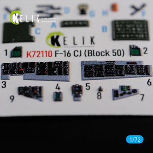 KELIK K72110 F-16 CJ (Block 50) interior 3D decals for Tamiya kit 1/72 – zdjęcie 2