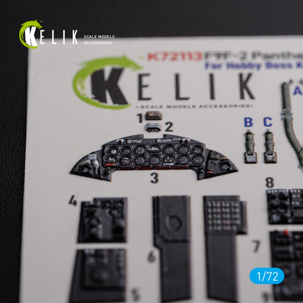 KELIK K72113 F9F-2 Panther interior 3D decals for HobbyBoss kit 1/72 – zdjęcie 2