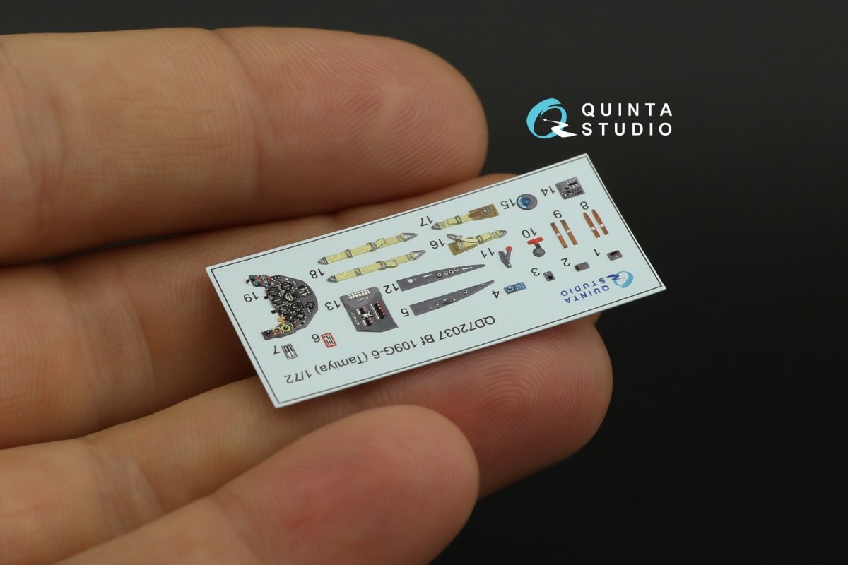 Quinta Studio QD72037 Bf 109 G-6 3D-Printed &amp;amp; coloured Interior on decal paper (Tamiya) 1/72 – Bild 3