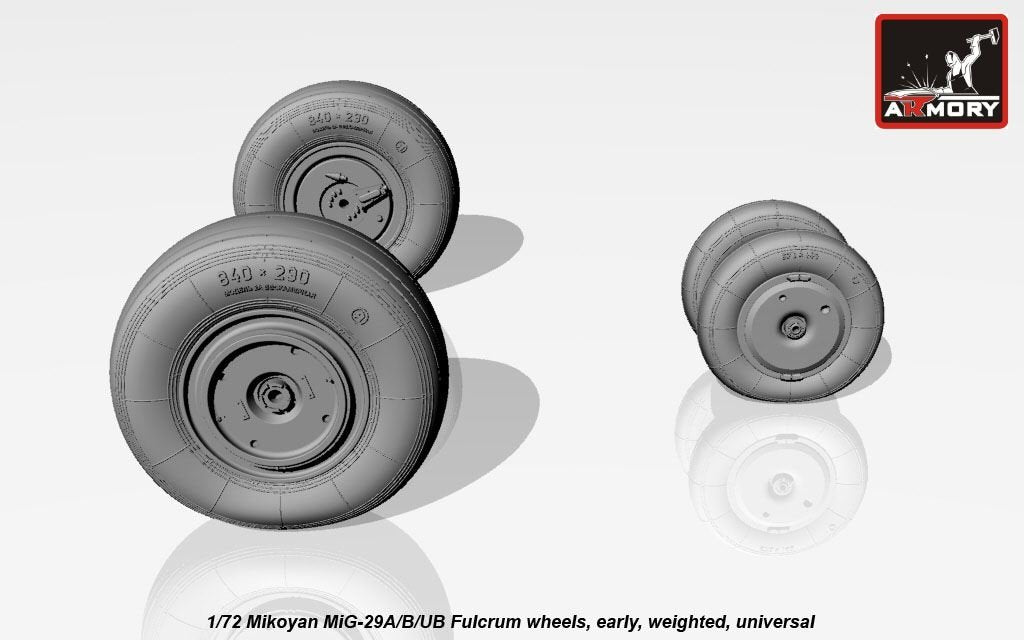 Armory Models AW72037 Mikoyan MiG-29A/B/UB Fulcrum weighted wheels, early 1/72 – immagine 4