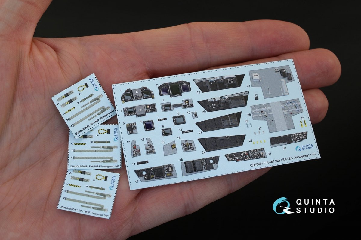 Quinta Studio QD48051 F/A-18F late / EA-18G 3D-Printed &amp;amp; coloured Interior on decal paper (for Hasegawa kit) 1/48 – Bild 2