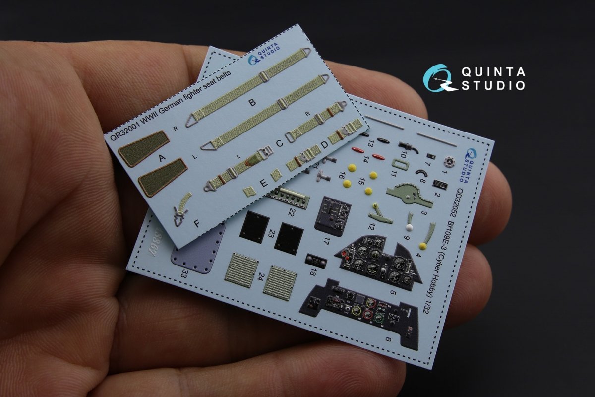 Quinta Studio QD32052 Bf 109E-3 3D-Printed &amp;amp; coloured Interior on decal paper (for Cyber-hobby/Dragon kit) 1/32 – imagen 3