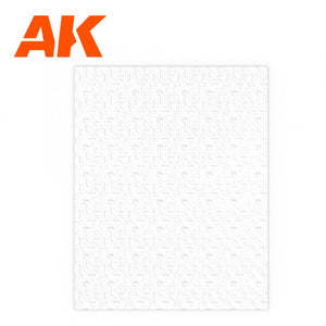 AK Interactive AK6581 PAVEMENT SPIKE BRICK SHEET 245 X 195MM / 9.64 X 7.68 “ TEXTURED STYRENE SHEET – 1 UNIT