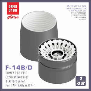 Gloria GR48010B F-14B/D F110-GE-400 Tuyère d&amp;#39;échappement et postcombustion FERMÉES TAMIYA/GWH 1/48 – image 2