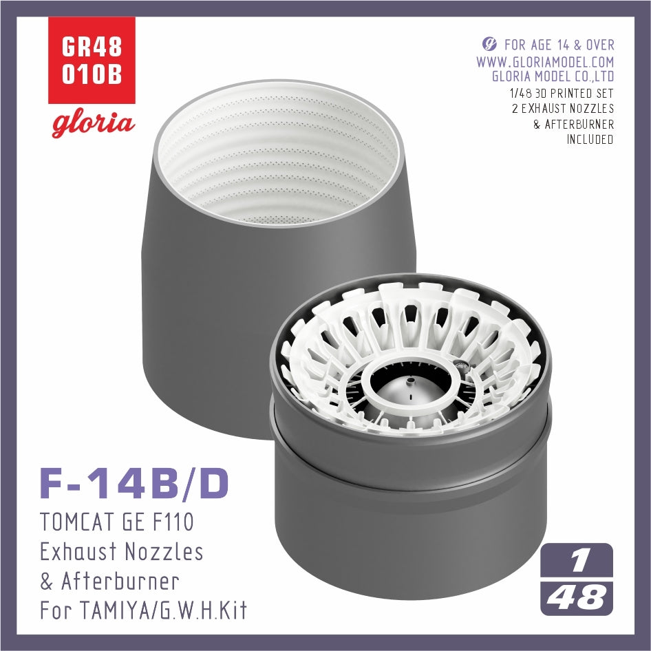 Gloria GR48010B F-14B/D F110-GE-400 Tuyère d&amp;#39;échappement et postcombustion FERMÉES TAMIYA/GWH 1/48 – image 2