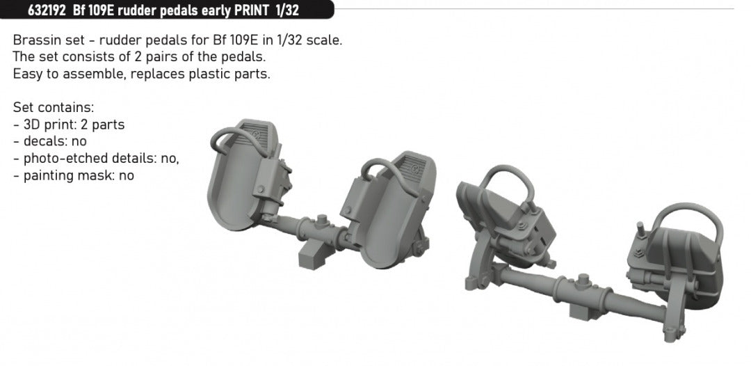 Eduard 632192 Bf 109E rudder pedals early PRINT 1/32 – Bild 2