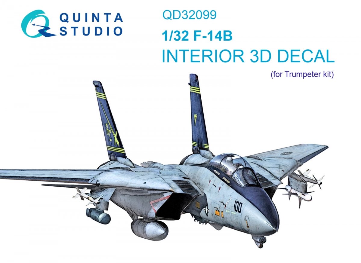 Quinta Studio QD32099 F-14B 3D-Printed &amp;amp; coloured Interior on decal paper (Trumpeter) 1/32