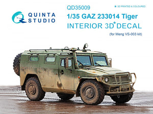 Quinta Studio QD35009 GAZ Tiger family 3D-Printed &amp;amp; colored Interior on decal paper (for Meng kits) 1/35