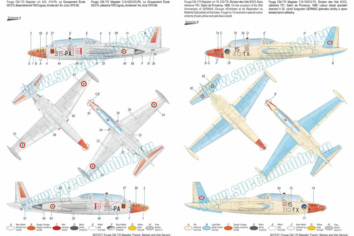 Special Hobby 72371 Fouga CM.170 Magister &amp;#39;French, Belgian &amp;amp; Irish Service&amp;#39; 1/72 – zdjęcie 3